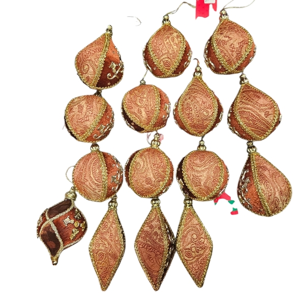 15 Vtg Burnt Orange Fabric w/Gold & Rhinestone Emblishments...